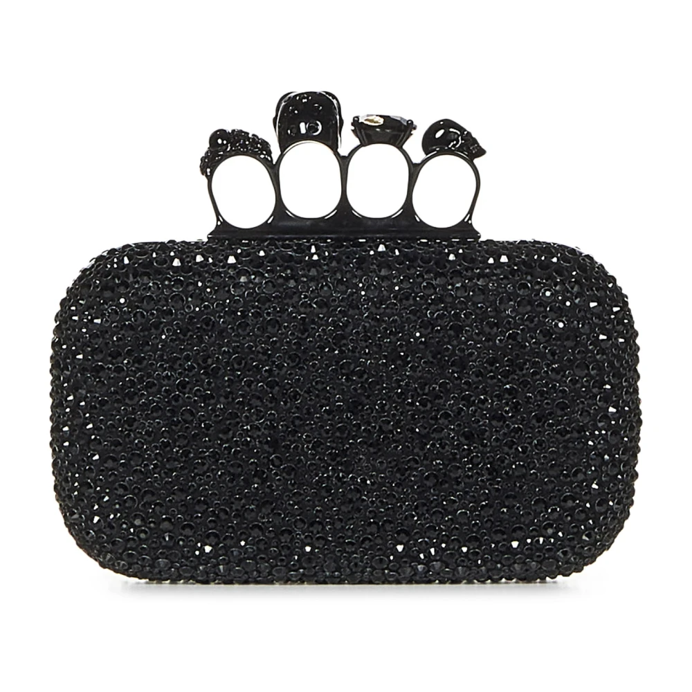 alexander mcqueen Zwarte Knuckle Clutch Tas Black Dames