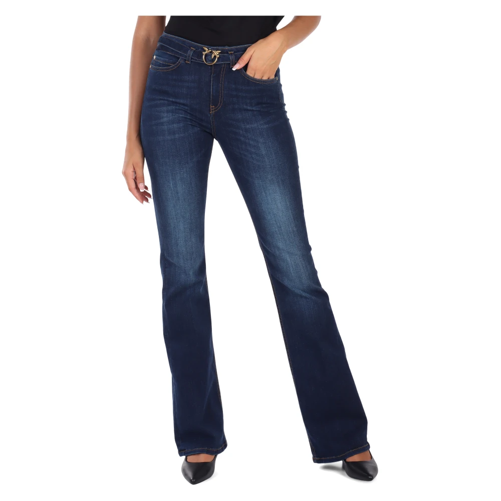 Pinko Flora Flare Jeans met Vijf Zakken Blue Dames