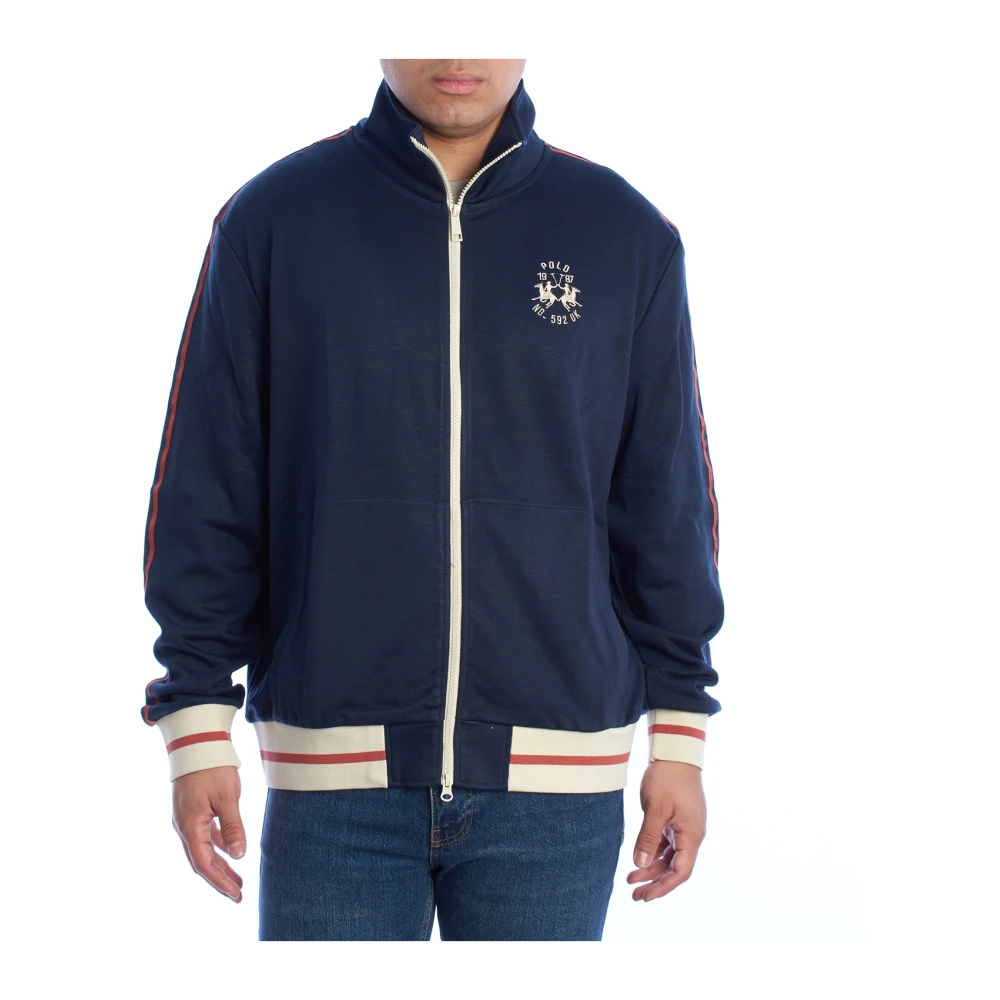 LA MARTINA Sweater met rits en hoge kraag Blue Heren