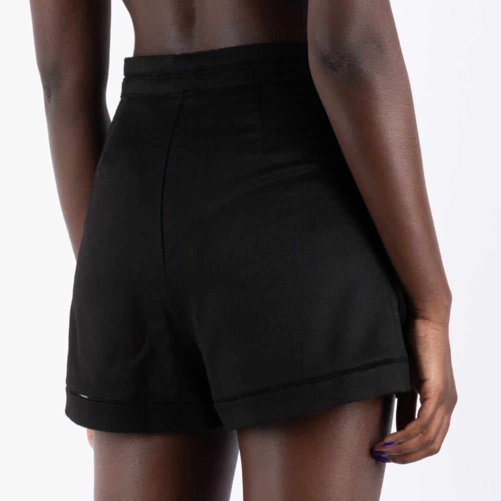 Max Mara Elegante Zwarte Kamelen Shorts Black Dames
