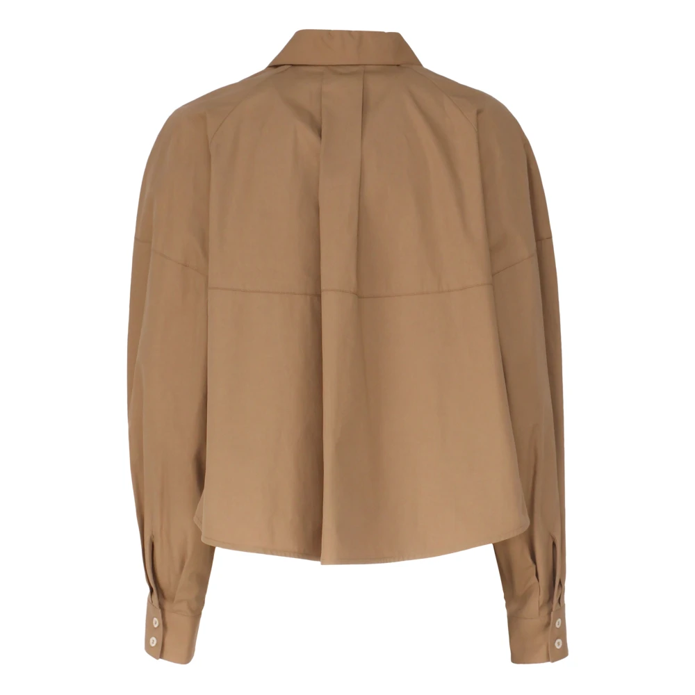 pinko Katoenen knoopshirt Italiaanse kraag Brown Dames