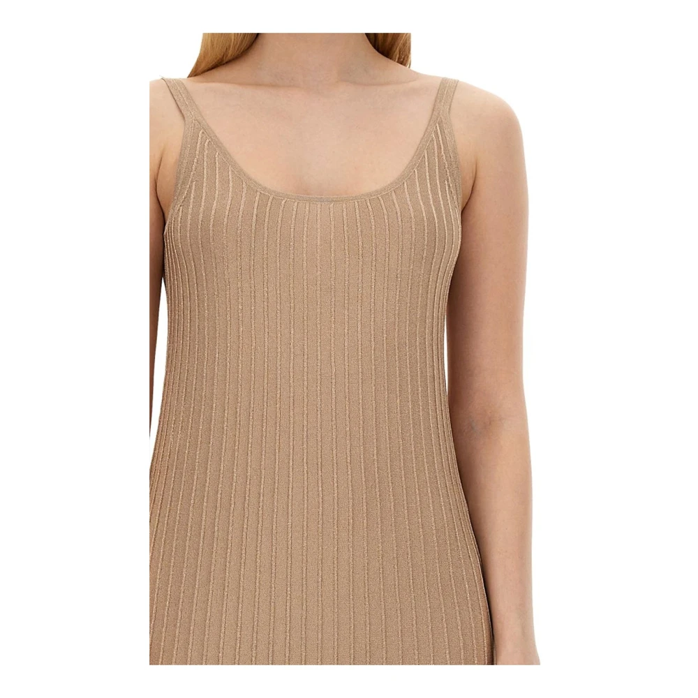 Max Mara Ritmo Lurex Lange Jurk Vrouwen Beige Dames