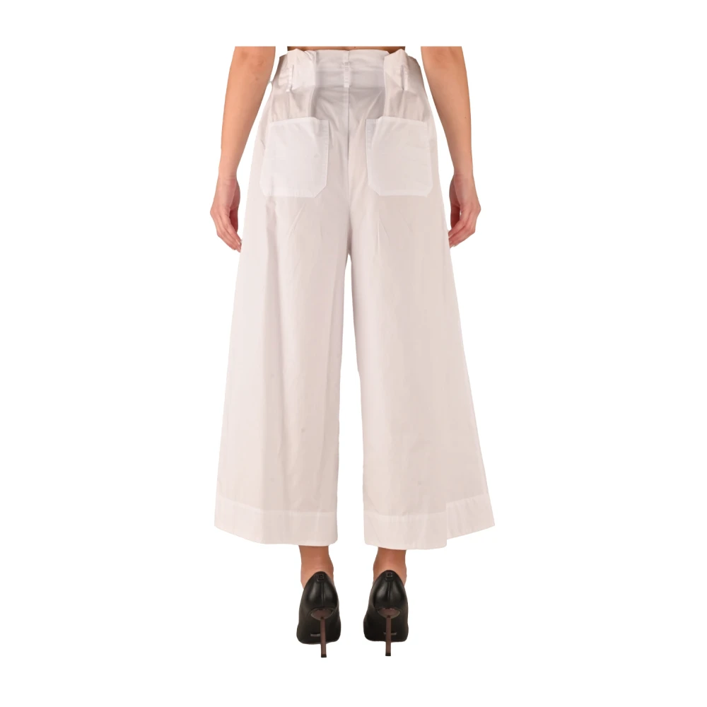 pinko Wijde Pijp Katoenen Broek White Dames
