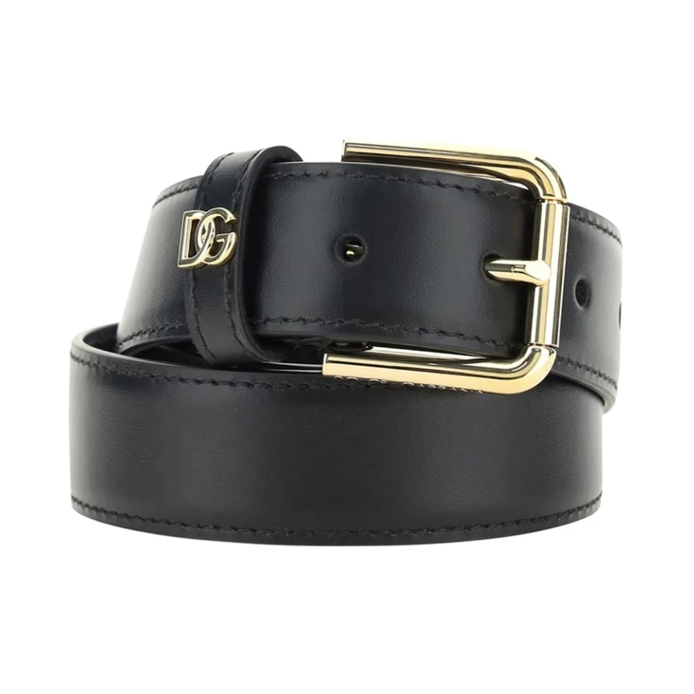 Dolce & Gabbana Zwart Leren Logo Riem Dames Accessoires Black Dames