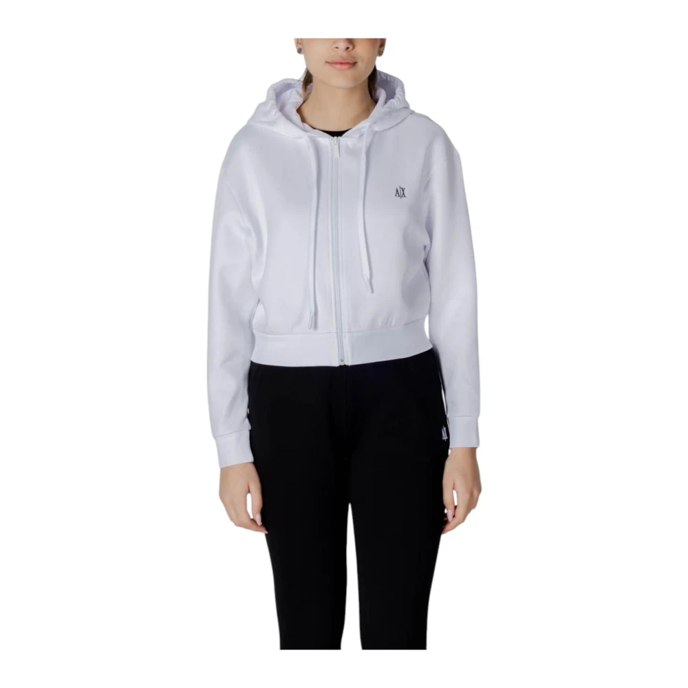 Armani Exchange Damen Weiß Hoodie Mit Reißverschluss