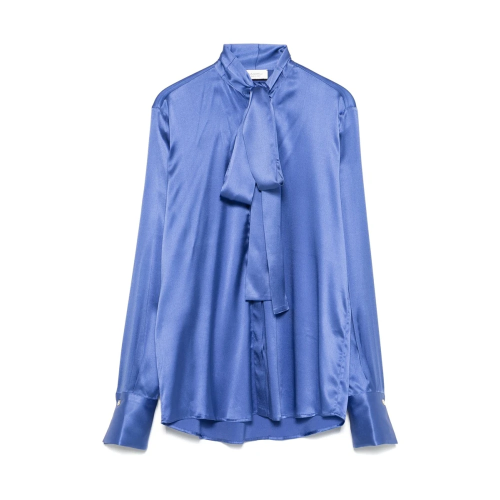 Mazzarelli Koningsblauwe Zijdeblend Satijnen Overhemd Blue Dames
