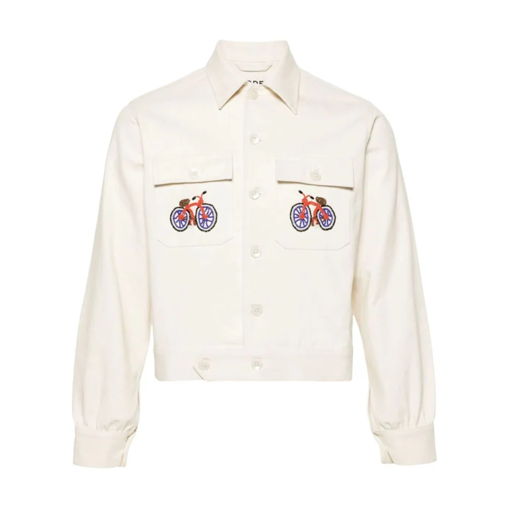 Bode Geborduurd fietsjack Beige Heren