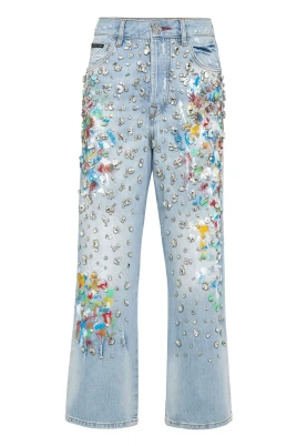 Denimbyxor High Rise Fit Crystal