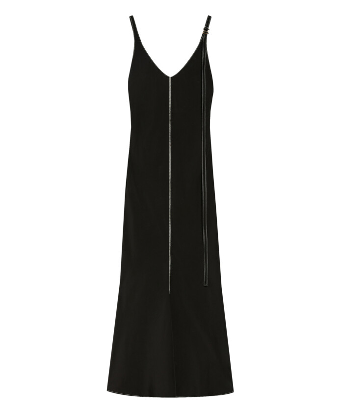 black-v-neckline-dress-with-contrasting-stitching