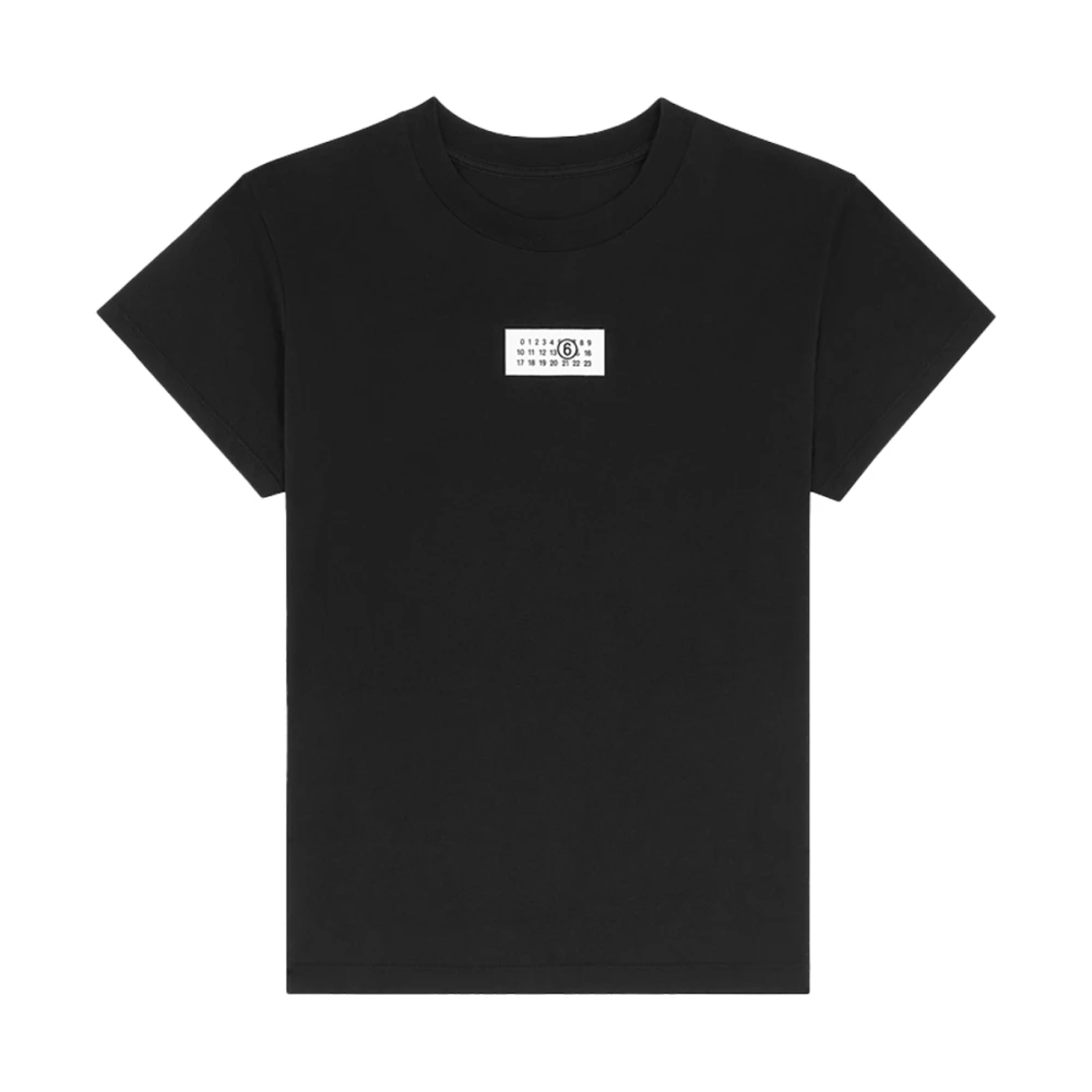 MM6 Maison Margiela Zwarte katoenen T-shirt met numeriek logo Black Dames