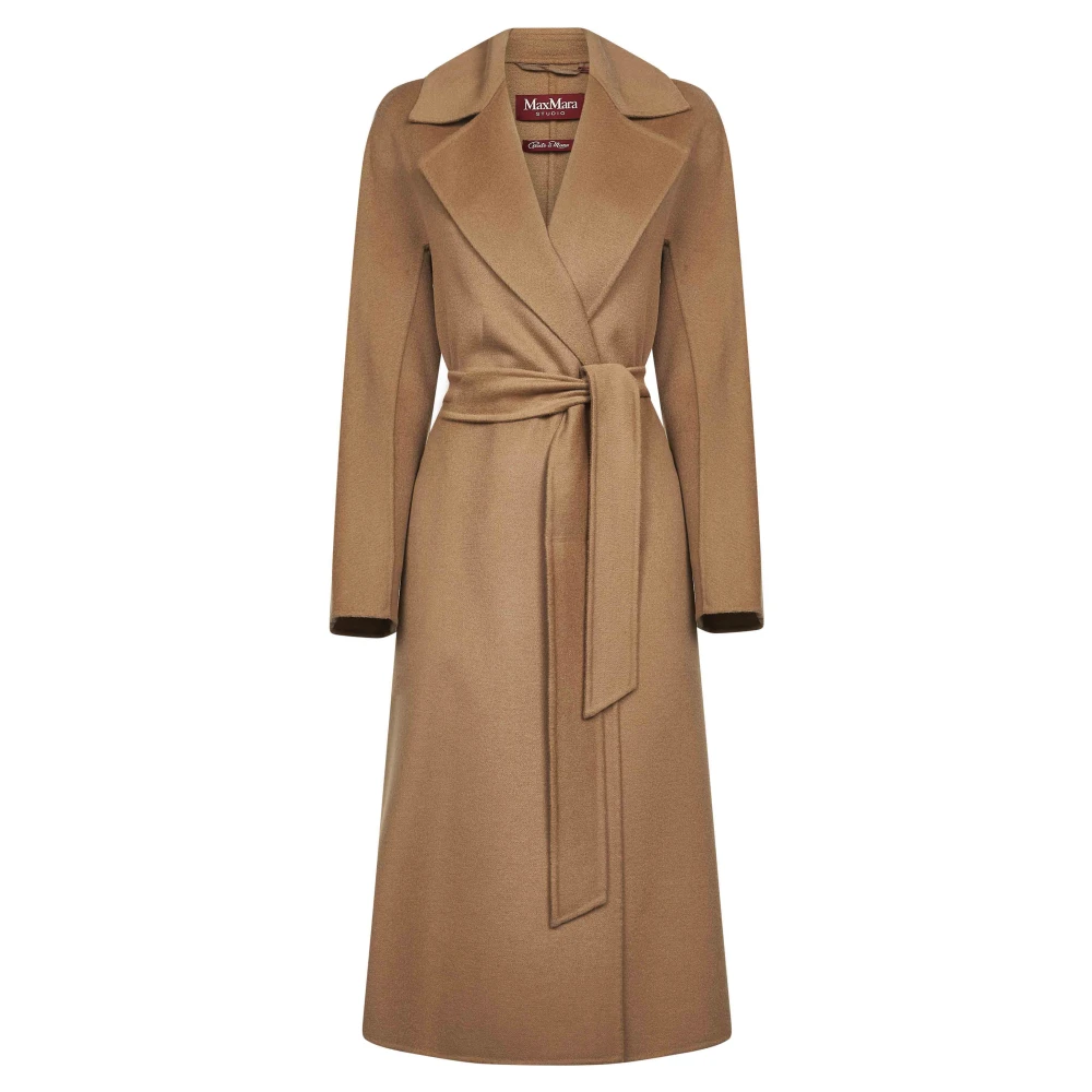 Max Mara Studio Cles Wool And Cashmere Coat - Female - Belted Coats - Brown - S - Coats - Image 4