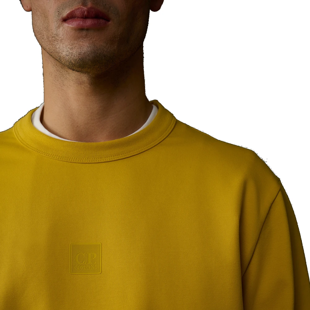 C.P. Company Geribbelde Crewneck Fleece Sweater Yellow Heren