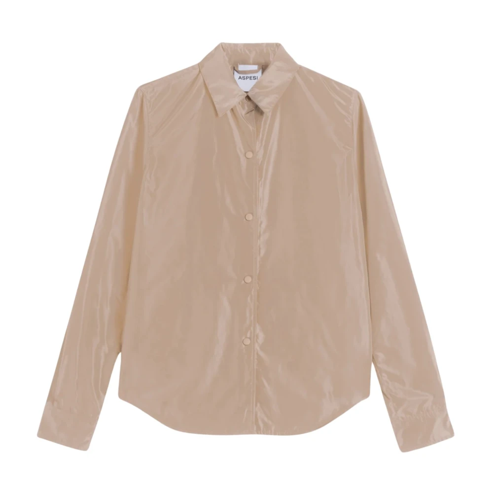 Aspesi Women's Beige Shirts, S, Unlined Shirt Jacket In Technical Polyester
