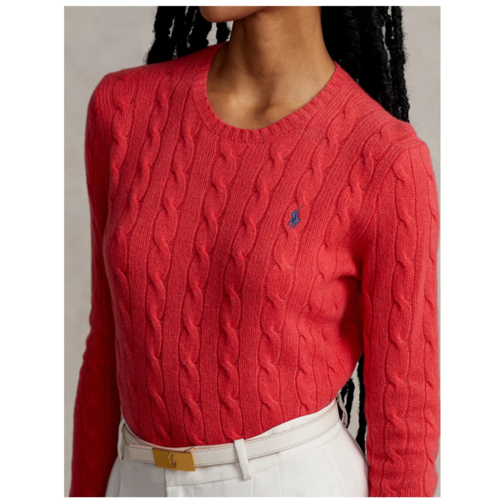 Polo Ralph Lauren Julianna Gedraaide Gebreide Trui in Lente Rood Red Dames