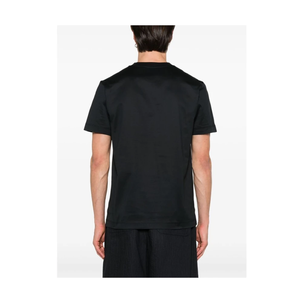 Burberry Zwart Crew Neck Geborduurd Logo T-shirt Black Heren