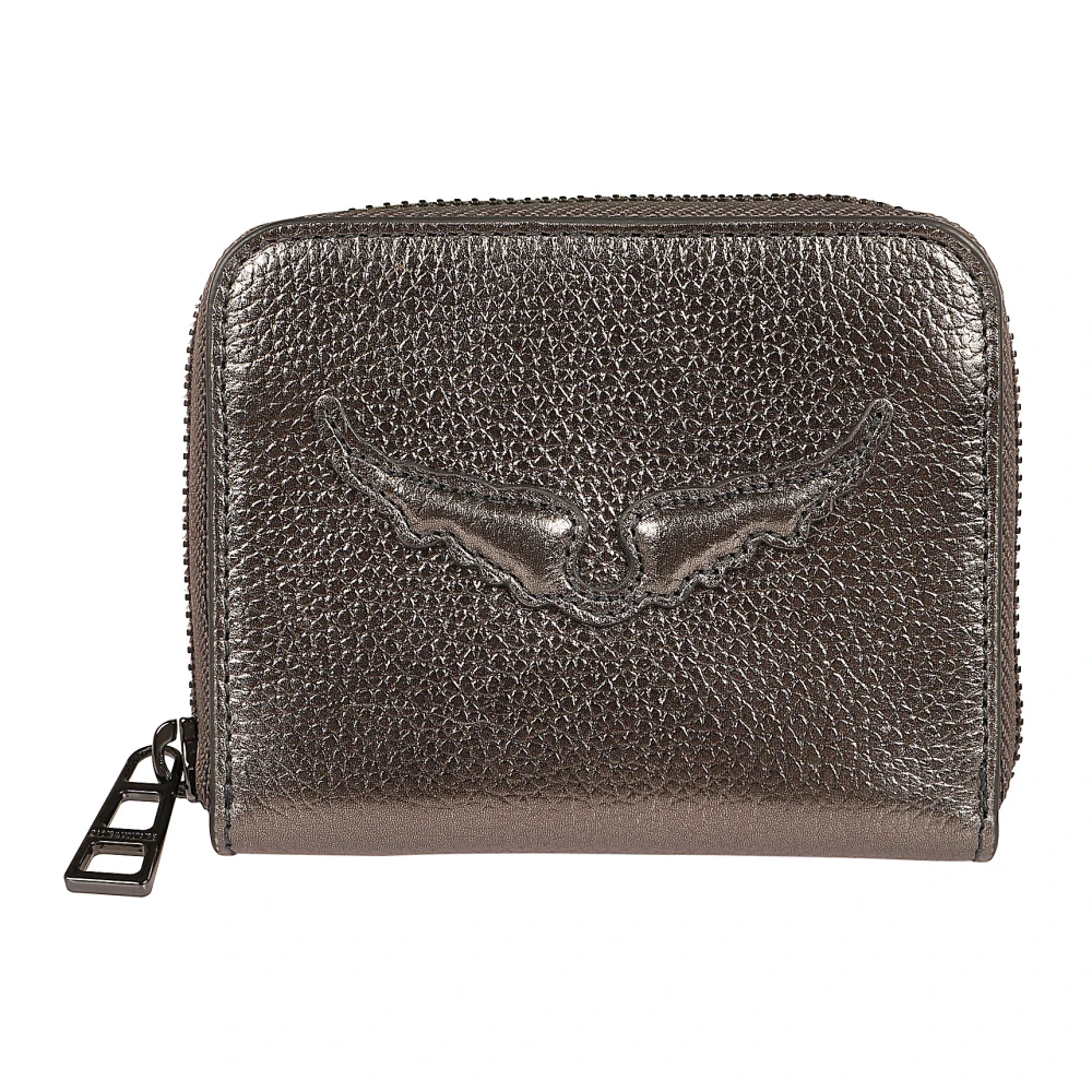 Zadig & Voltaire Portemonnee van reliëfleer met ritssluiting Gray Dames