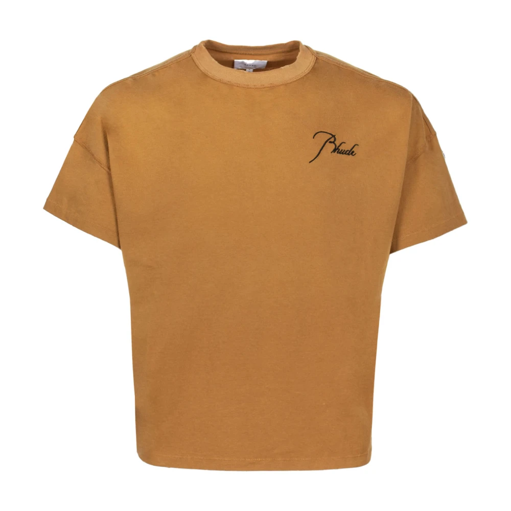 Rhude Logo-geborduurd Katoenen T-shirt Brown Heren