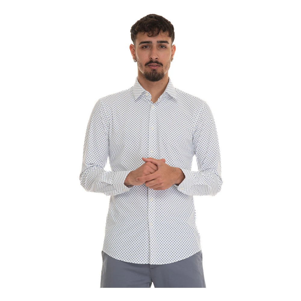 Boss Casual Shirt met Jurk Hals White Heren