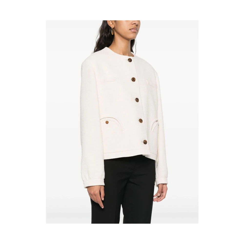 Blazé Milano Ecru Knopen Buitenkleding met Zakken Beige Dames