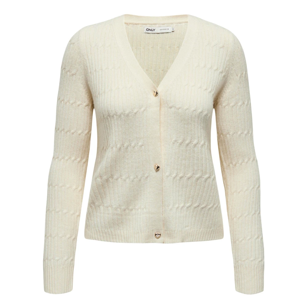 Only Gezellige Cable V-Neck Cardigan White Dames