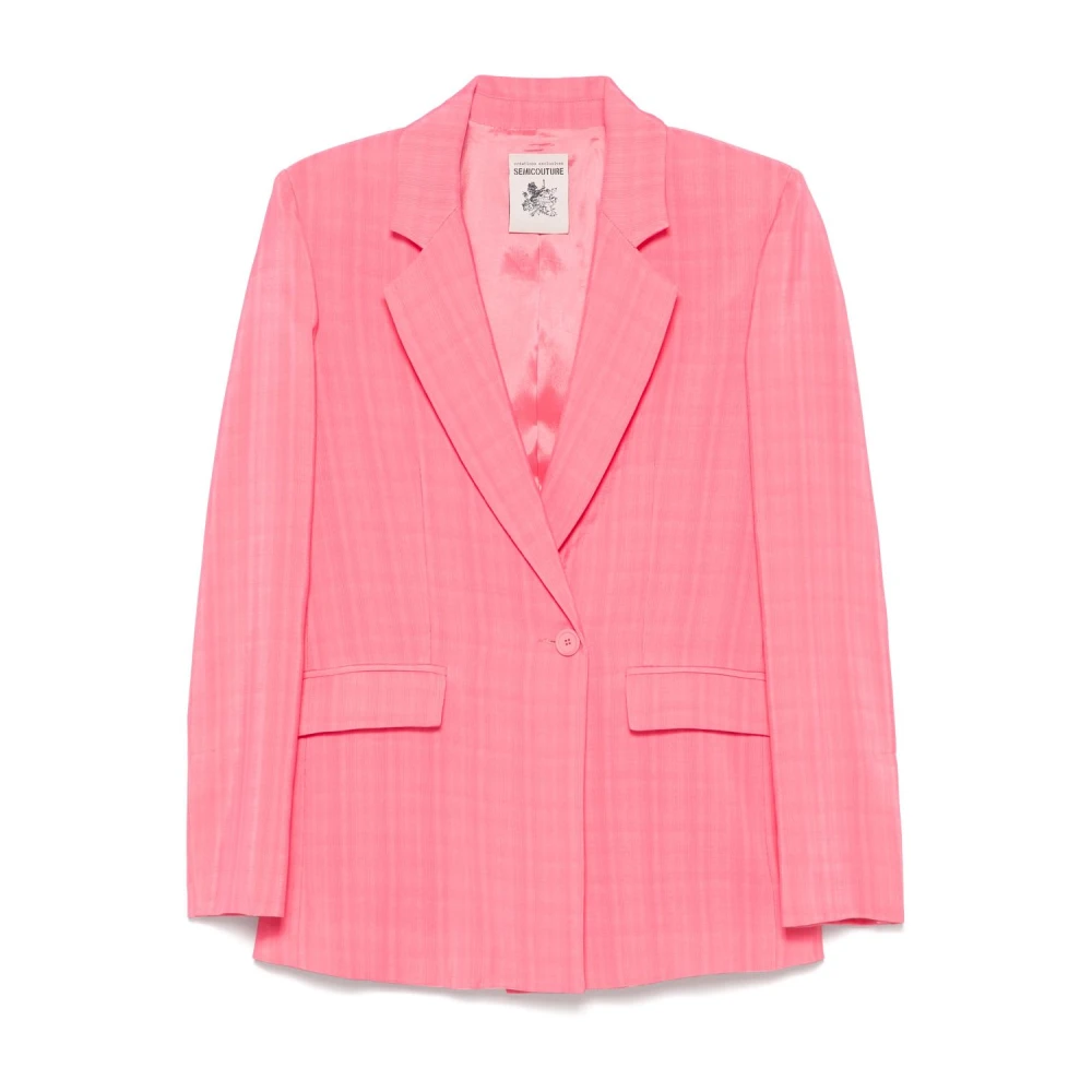 Semicouture Flamingo Pink Jas met Voorknoppen Pink Dames
