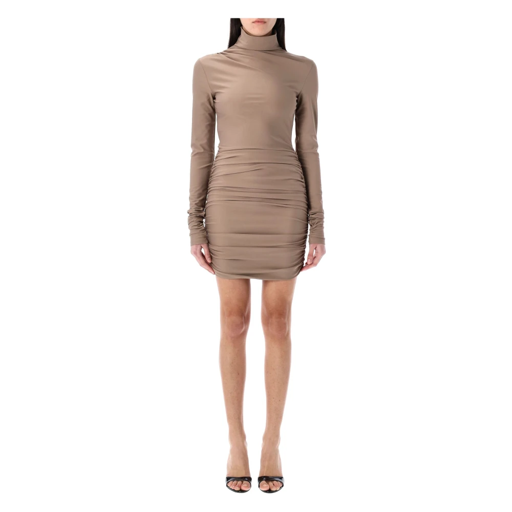 Andamane Gedrapeerd Coltrui Mini Jurk Brown Dames