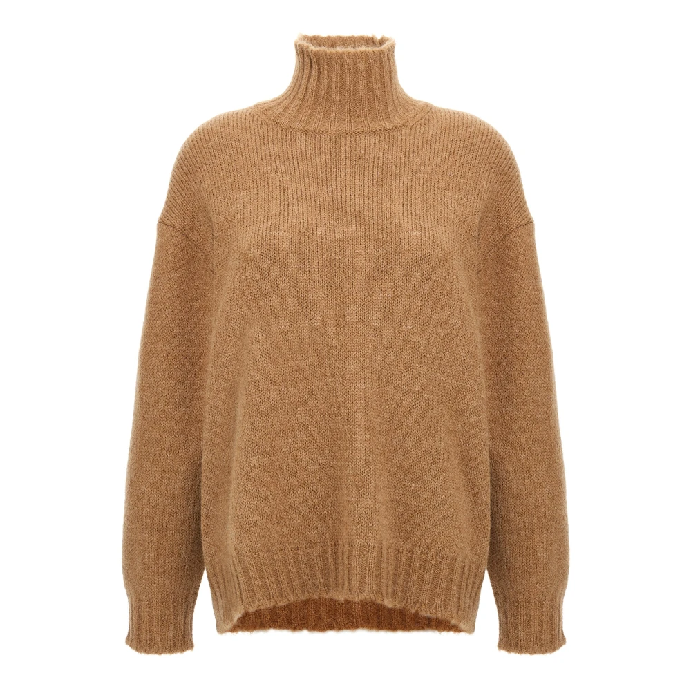 Jil Sander Vrouw Beige Truien & Vesten Dames, M, Wol, High Neck Sweater