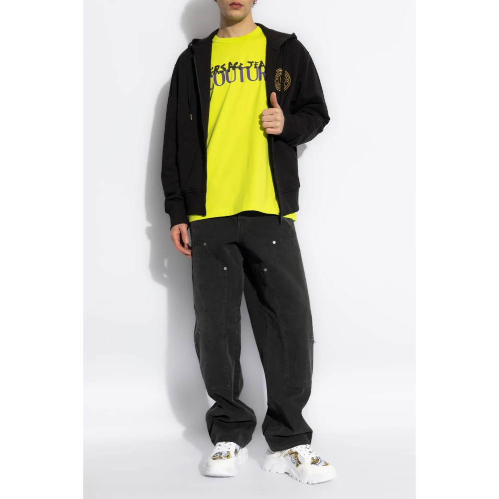 Versace Jeans Couture T-shirt met bedrukt logo Yellow Heren