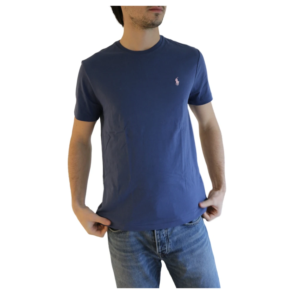 Polo Ralph Lauren Blauw Katoenen T-shirt met Polo Pony Patroon Blue Heren
