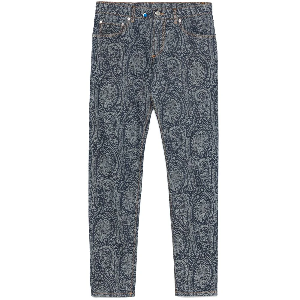 ETRO Blauwe Klassieke Five-Pocket Jeans Blue Heren