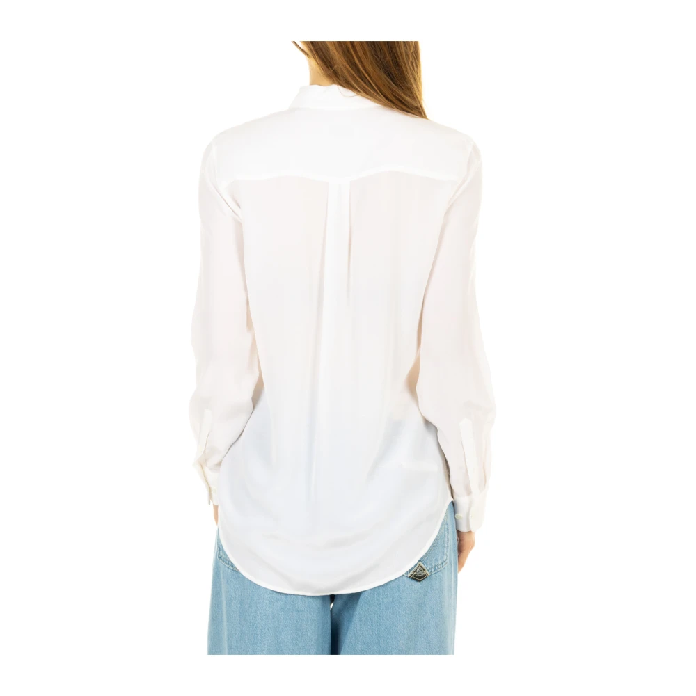Equipment Witte Signature Longsleeve Shirt White Dames