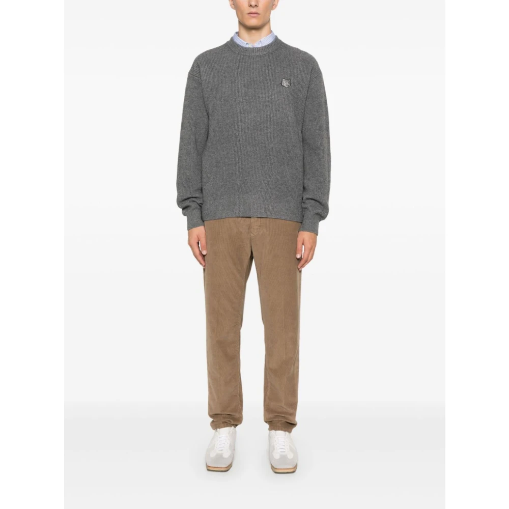 Maison Kitsuné Vos Hoofd wol trui grijs Gray Heren