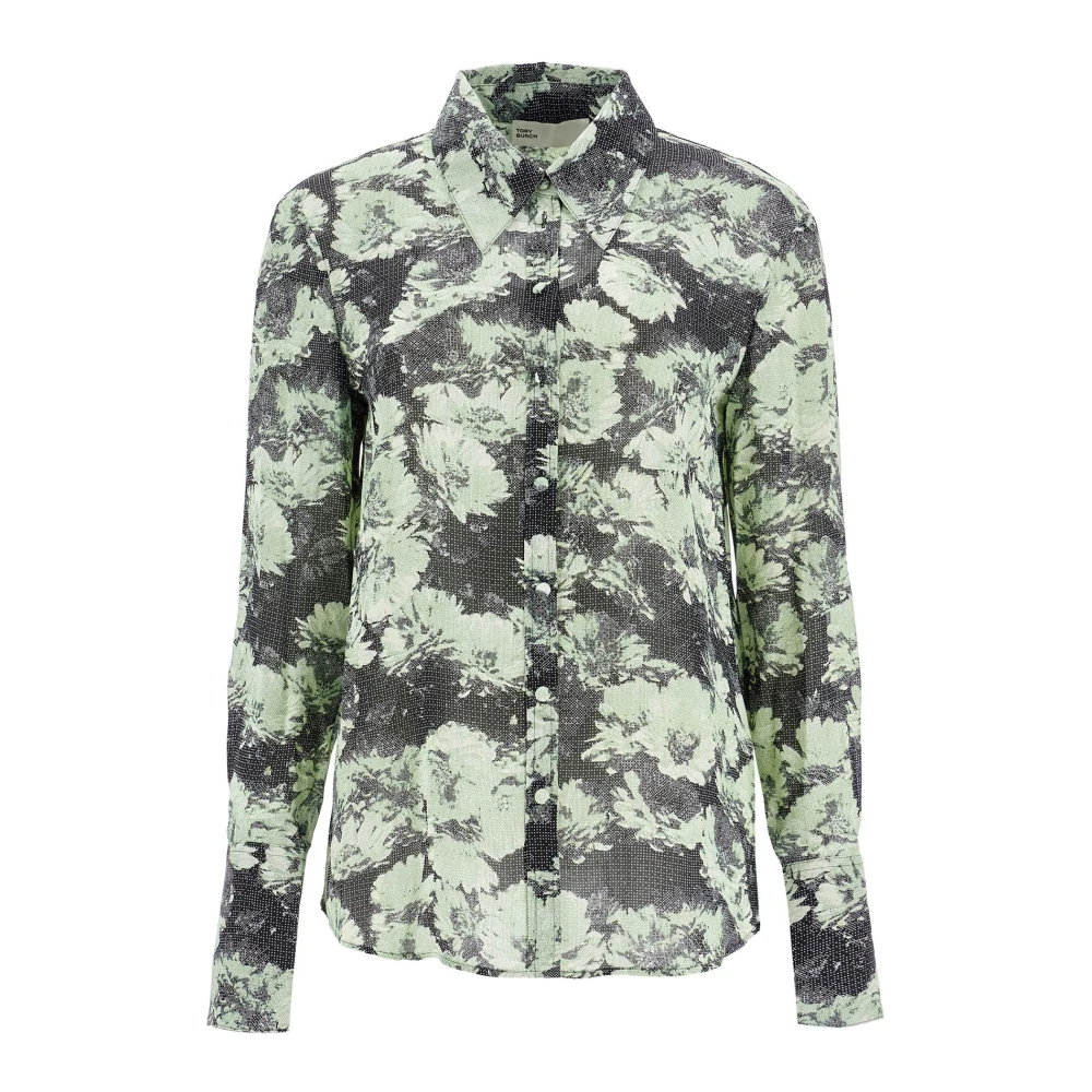 TORY BURCH Bloemenprint Viscose Shirt Green Dames