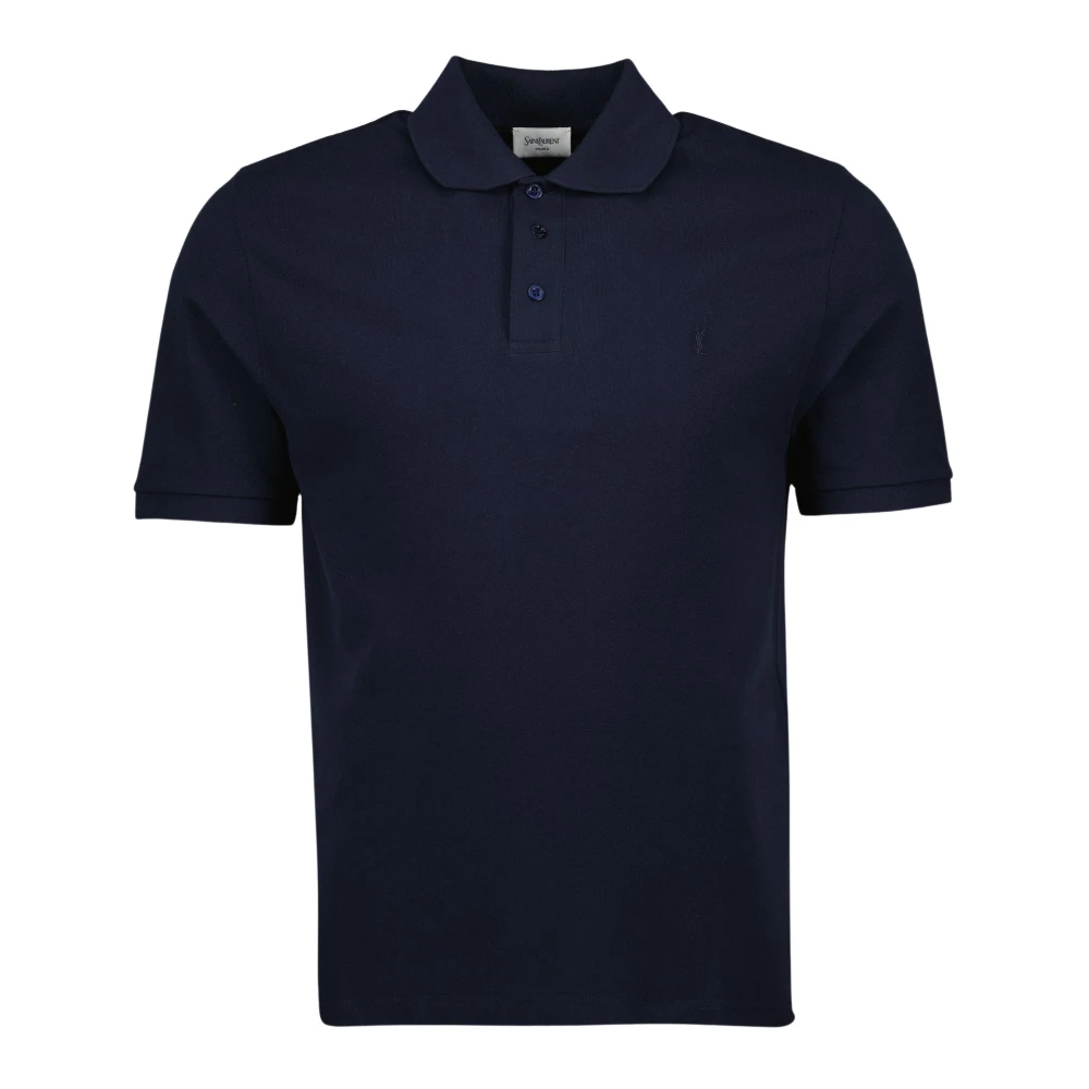 Saint Laurent Men's Blue Polo Shirts, L, Navy Polo Shirt Cassandre