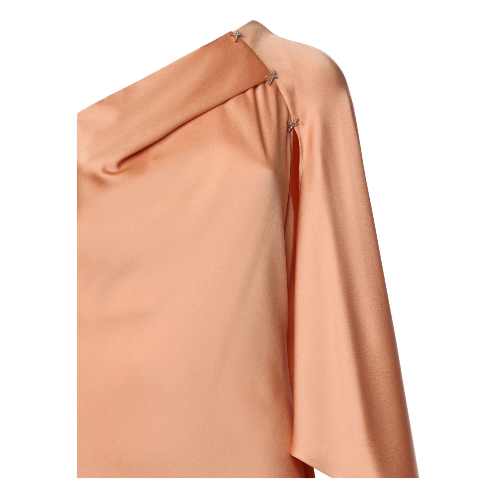 Genny Roze One-Shoulder Asymmetrische Jurk Pink Dames