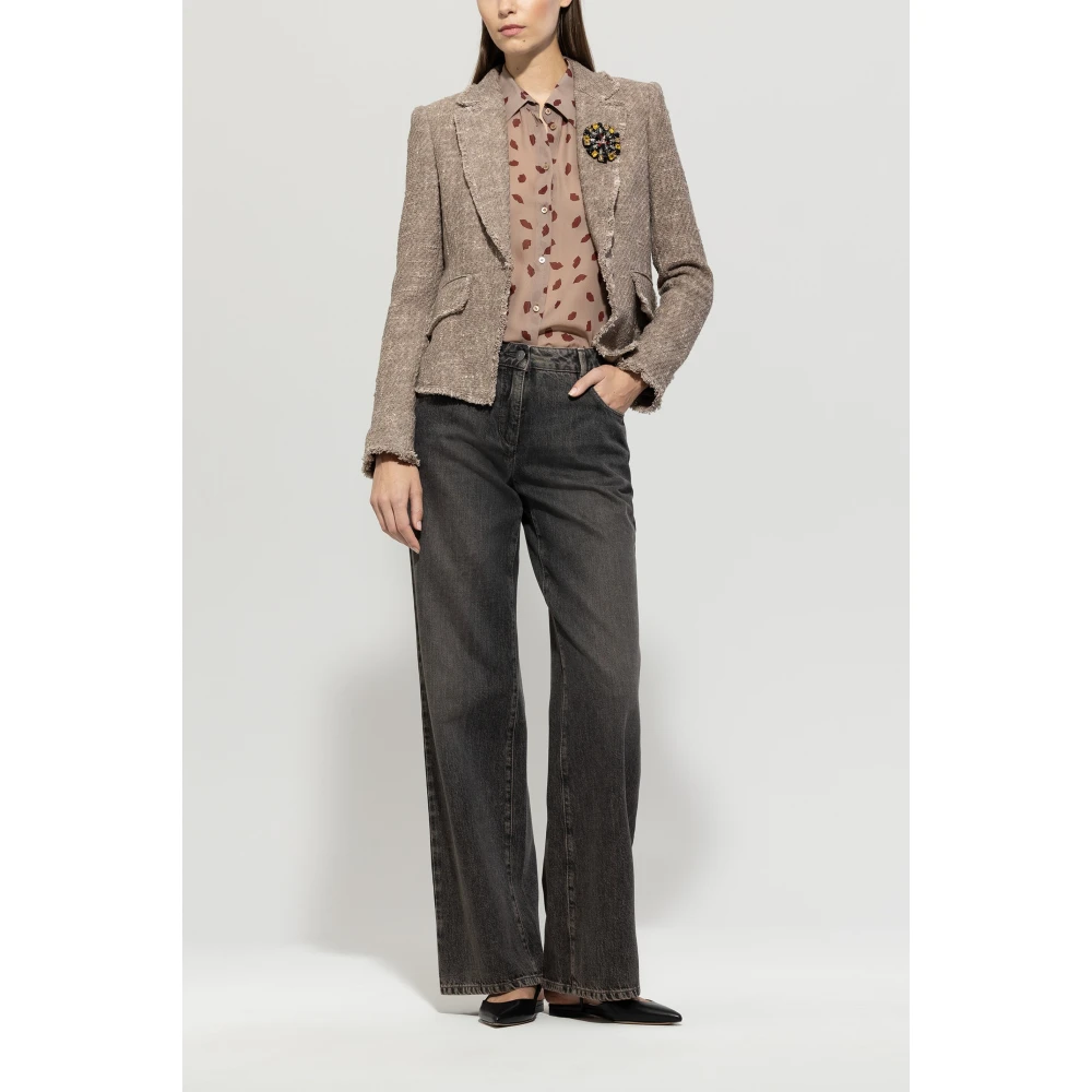 LUISA CERANO Tweed Blazer met Mal-Tinto Finish Brown Dames
