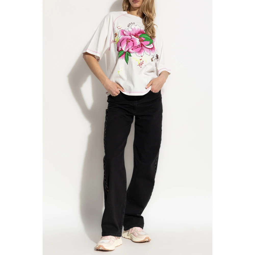 Kenzo T-shirt met bloemenmotief White Dames