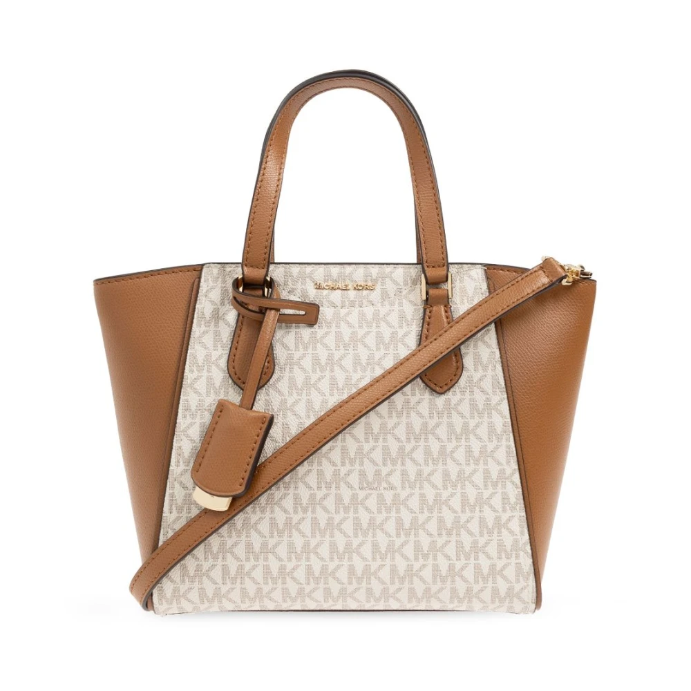 Michael Kors Schoudertas met Monogram Motief Beige Dames