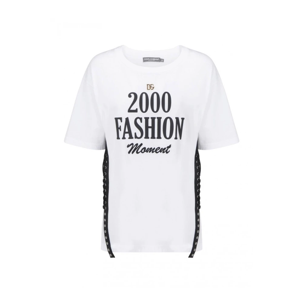 Dolce & Gabbana Witte Kant Detail T-Shirt Ss22 White Dames