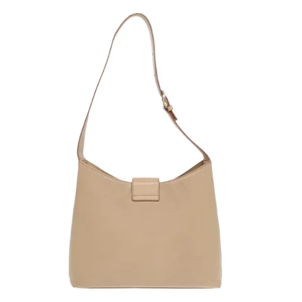 Salvatore Ferragamo Pre-owned Leather shoulder-bags Beige Dames