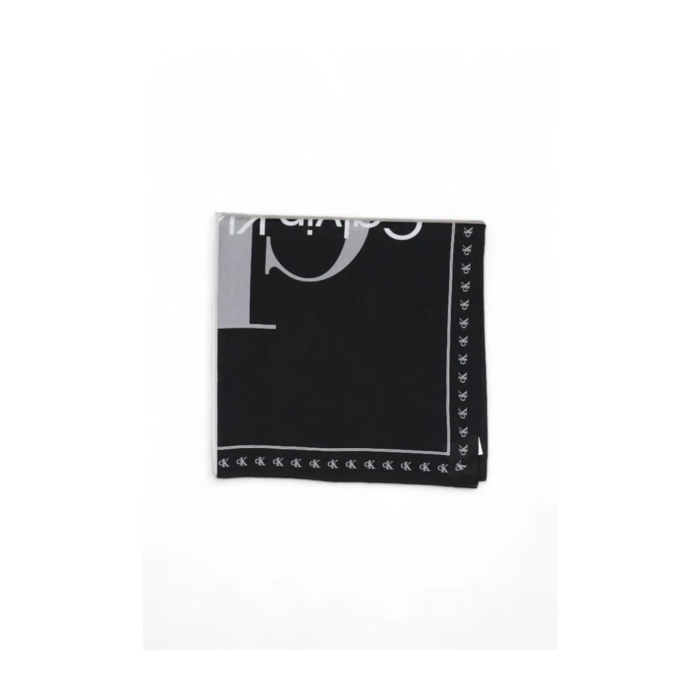 Calvin Klein Zwart Katoenen Monogram Sjaal Black Dames