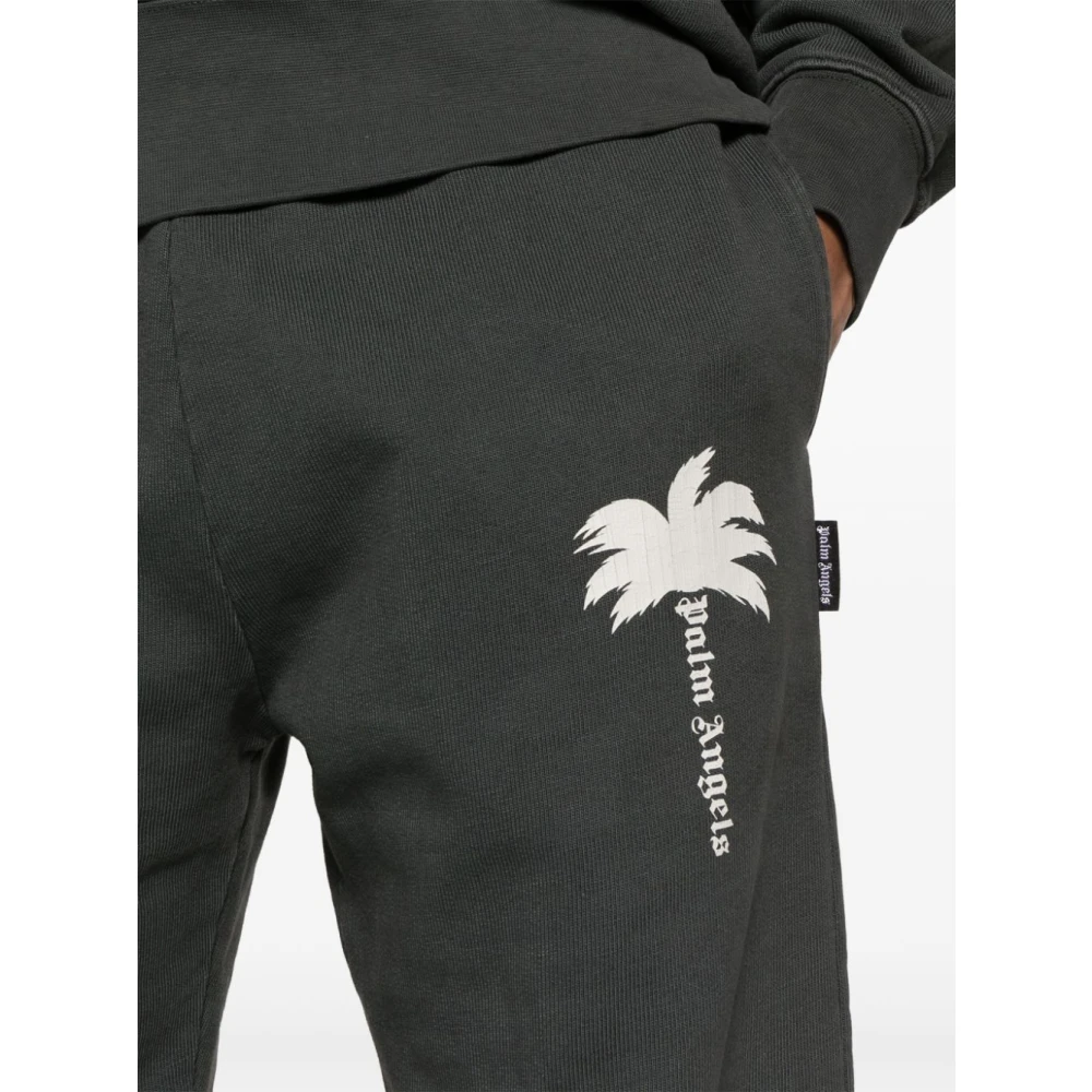 Palm Angels Donkergrijze Palm Sweatpants Black Heren