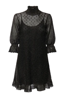 Ruffled Puff-Sleeve Mini Dress