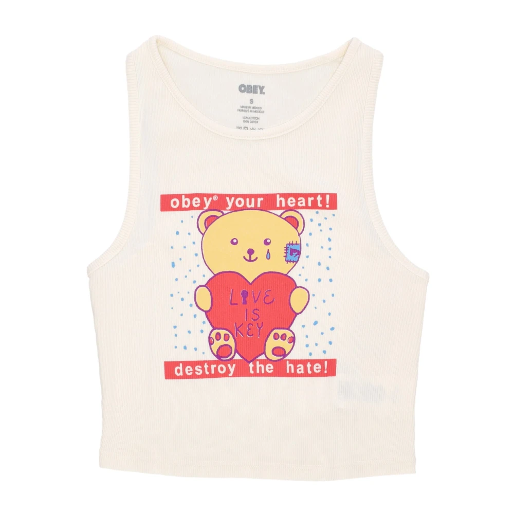 Obey Heart Rib Megan Tanks Ongebleekt Beige Dames