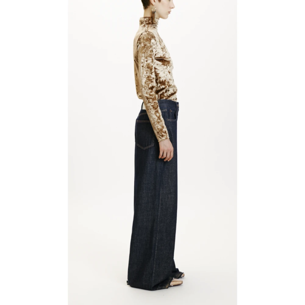 Momoni Denim Aoki Broek met Gouden Laminering Gray Dames