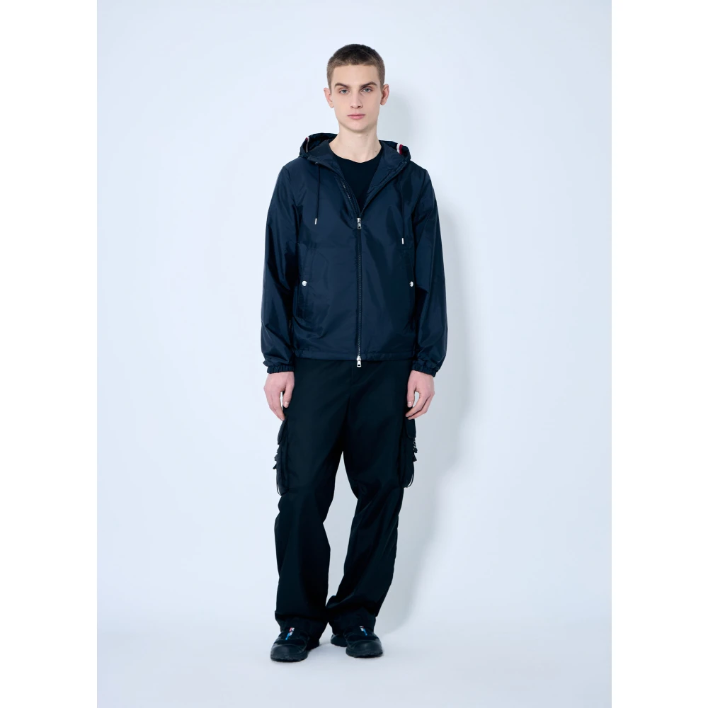 Moncler Lichtgewicht Hoodie met kenmerkende afwerking Blue Heren