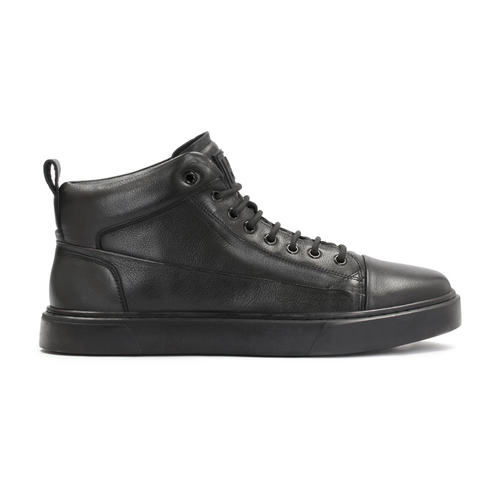 Kazar Moderne Leren Sneakers Trendy Design Heren Schoenen Zwart
