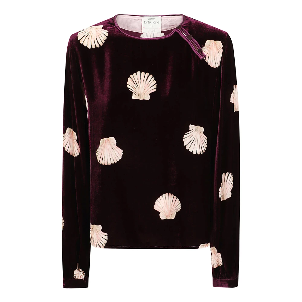 Forte Parelprint Fluwelen Ballonmouw Top Multicolor Dames