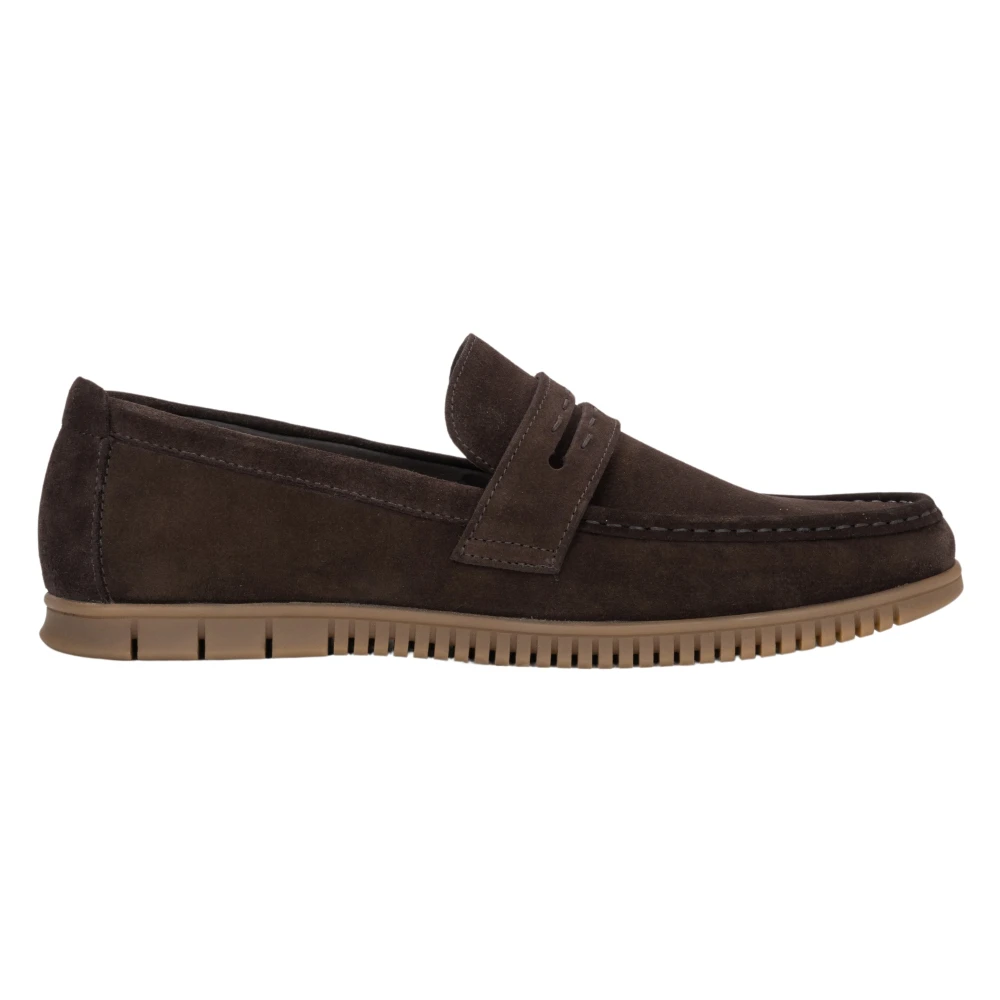 Estro Men's Brown Loafers, 8 Uk, Dark Loafers In Genuine Italian Premium Velour Er00119614