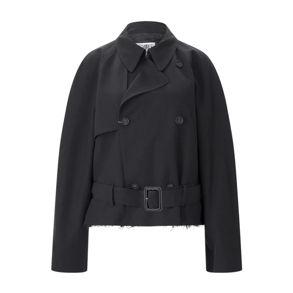 Mm6 Maison Margiela Damen Schwarz Mäntel, K, Sgröße: